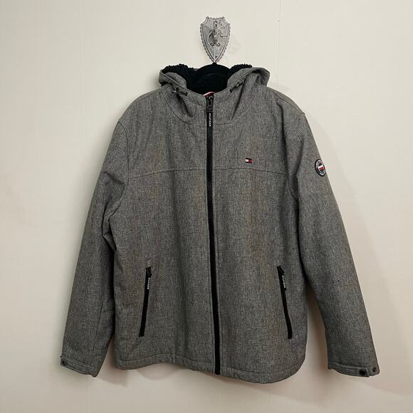 Tommy Hilfiger Other - Tommy Hilfiger XL windbreaker fleece lined jacket hoodie full zip gray black